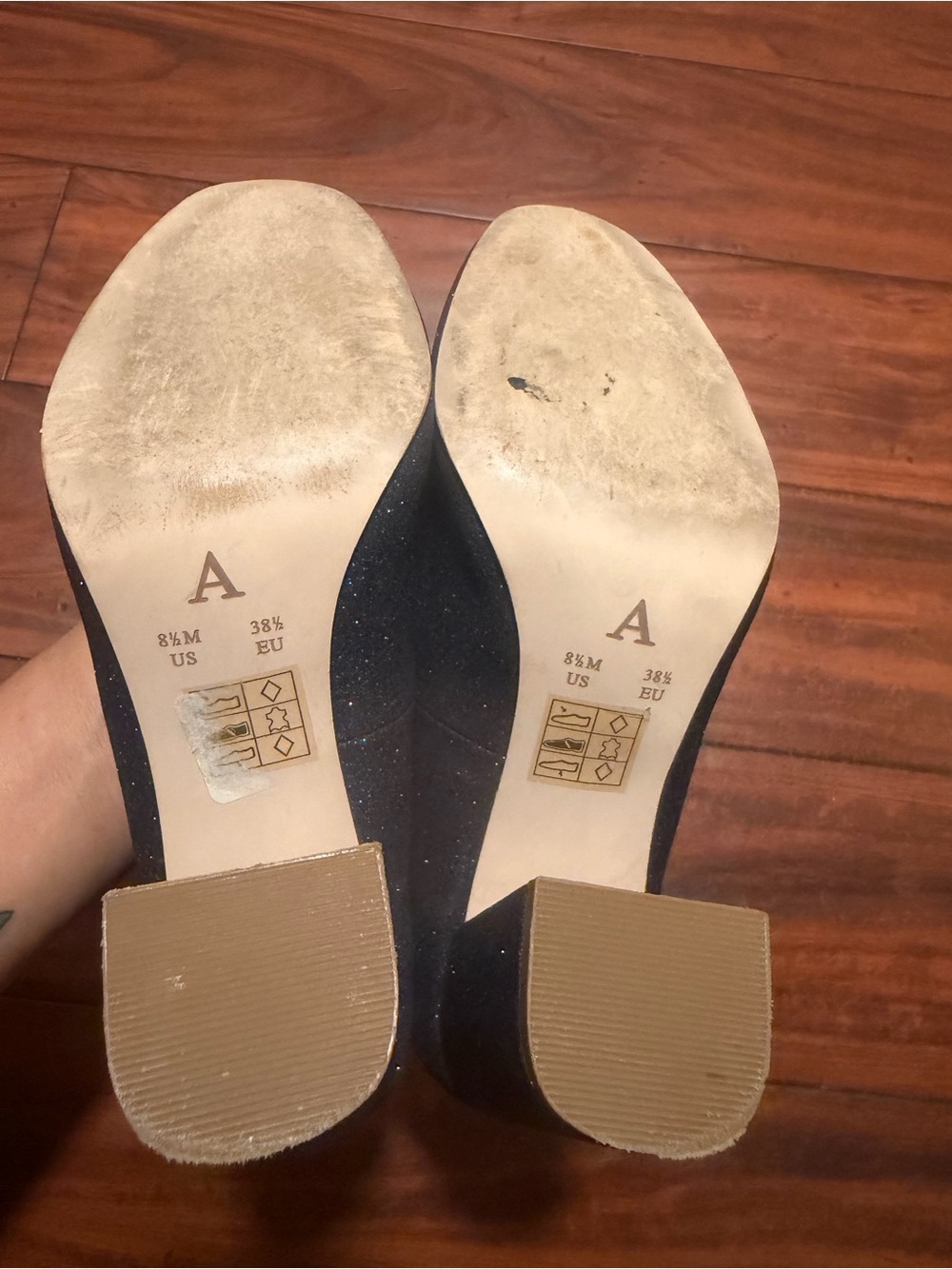 Anthropologie Black Sparkle Block Heel Pumps - Picture 5 of 11